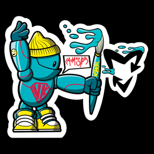 Kids black hoodie Blue brush robot