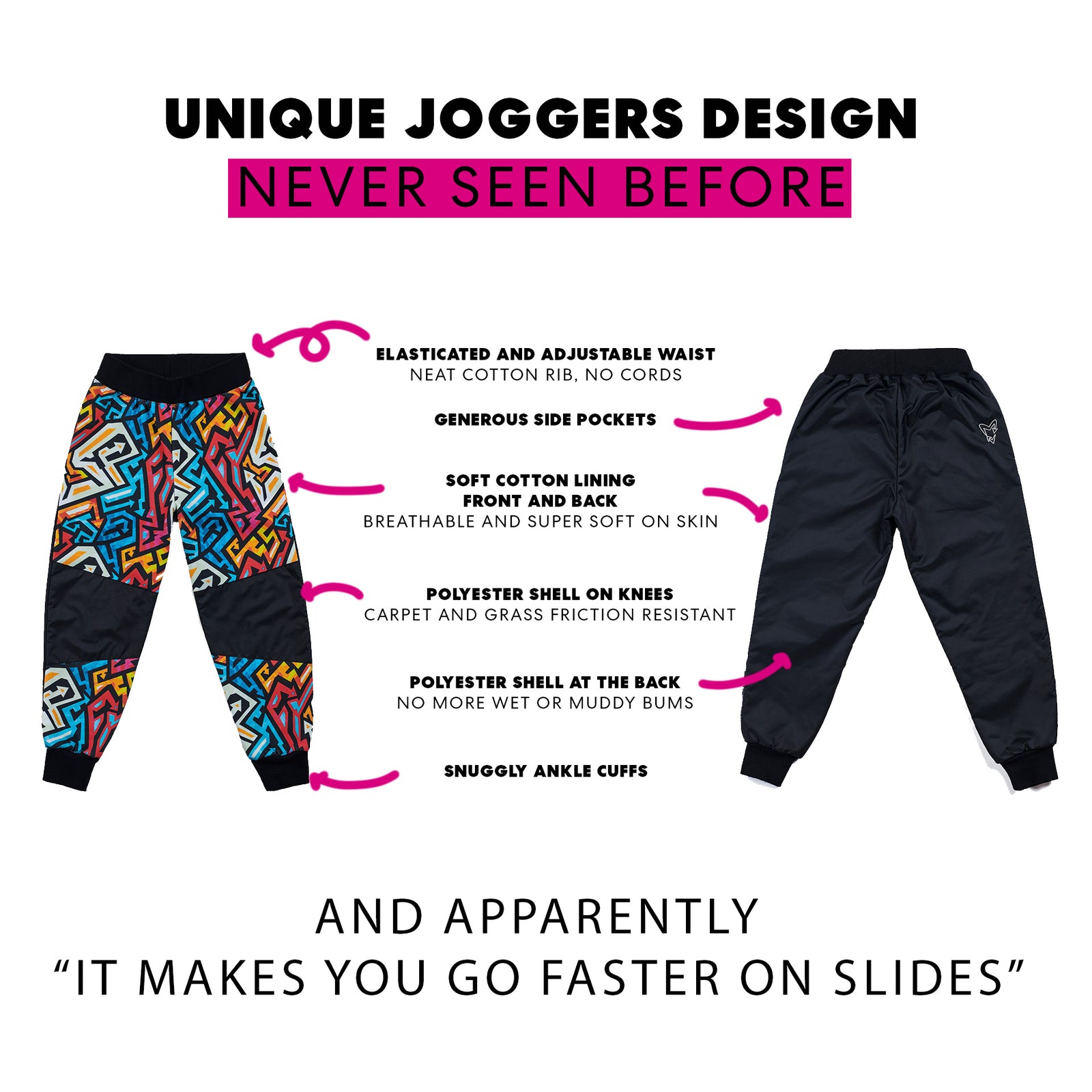 Kid Proof size adjustable joggers street art
