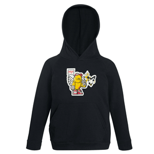 Kids black hoodie yellow spray can robot