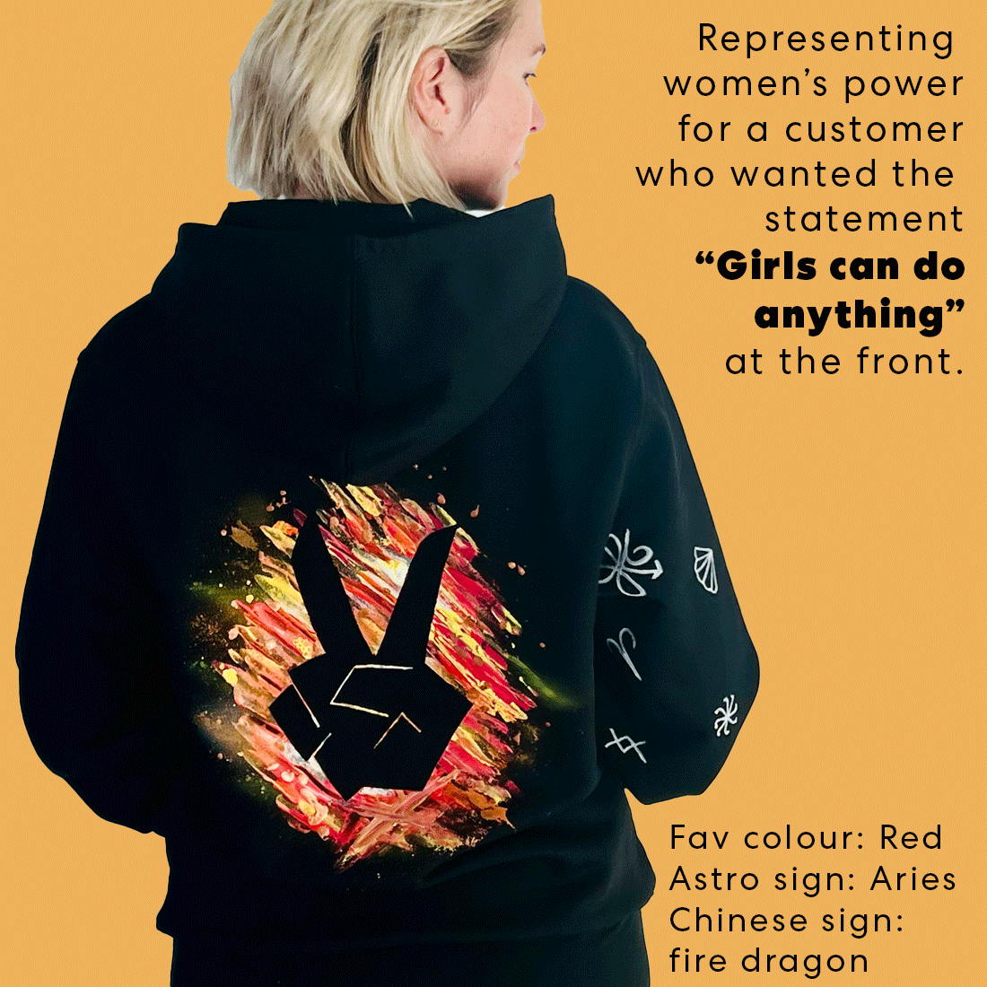 Custom adult hoodies painted by Kat Vandal VandalKids